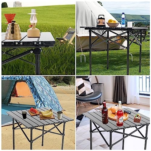 Portable Camping Table Folding Side Table Aluminum Lightweight Table Black