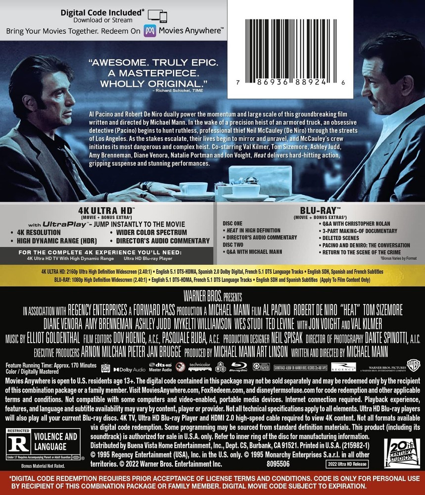 Heat (4K / Blu-ray + Digital) New