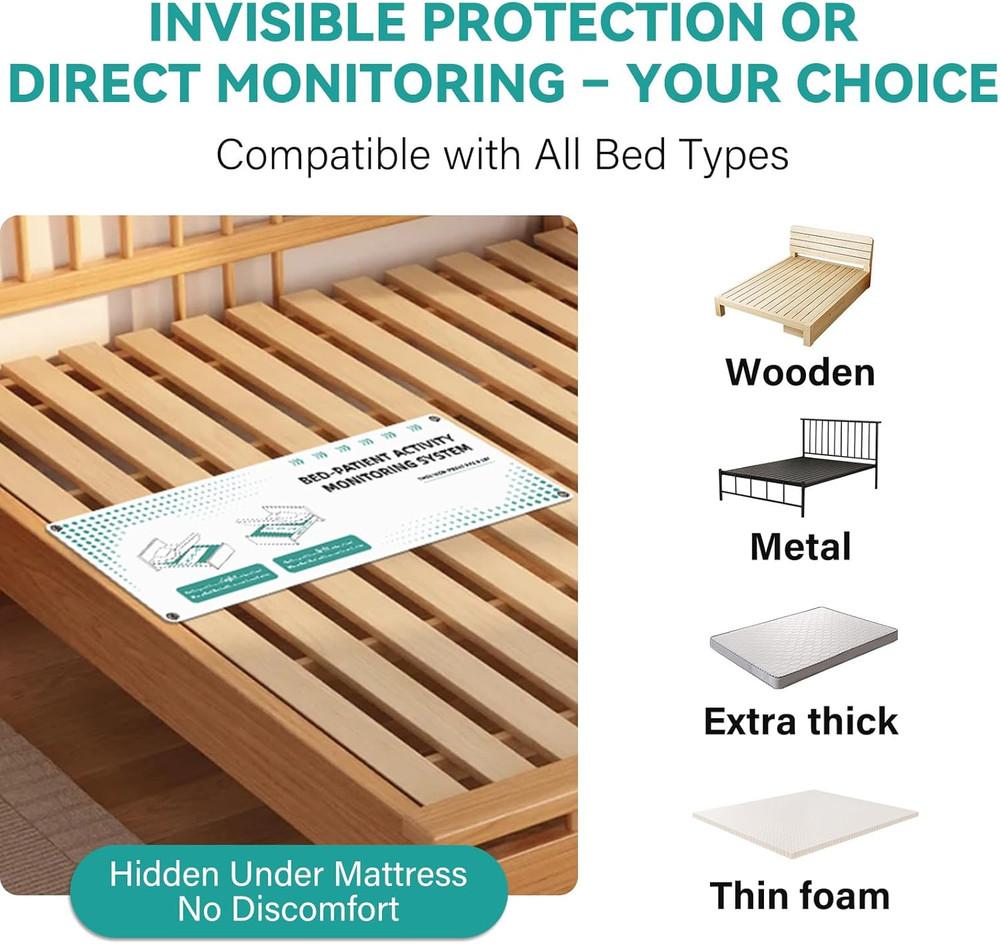 Wireless Bed Alarm for Elderly - Fall Prevention Sensor Pad with Pager - Early &