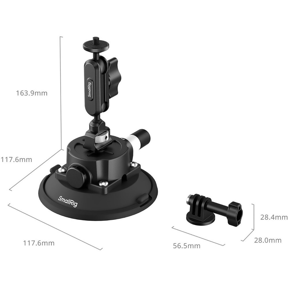 SmallRig 4.5" Suction Cup Mount for Action Cameras, Black