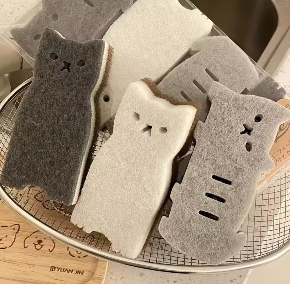 Cat Kawaii Kitchen Sponge - 4 Piece Set - Cute Gift Kitchen Essentials