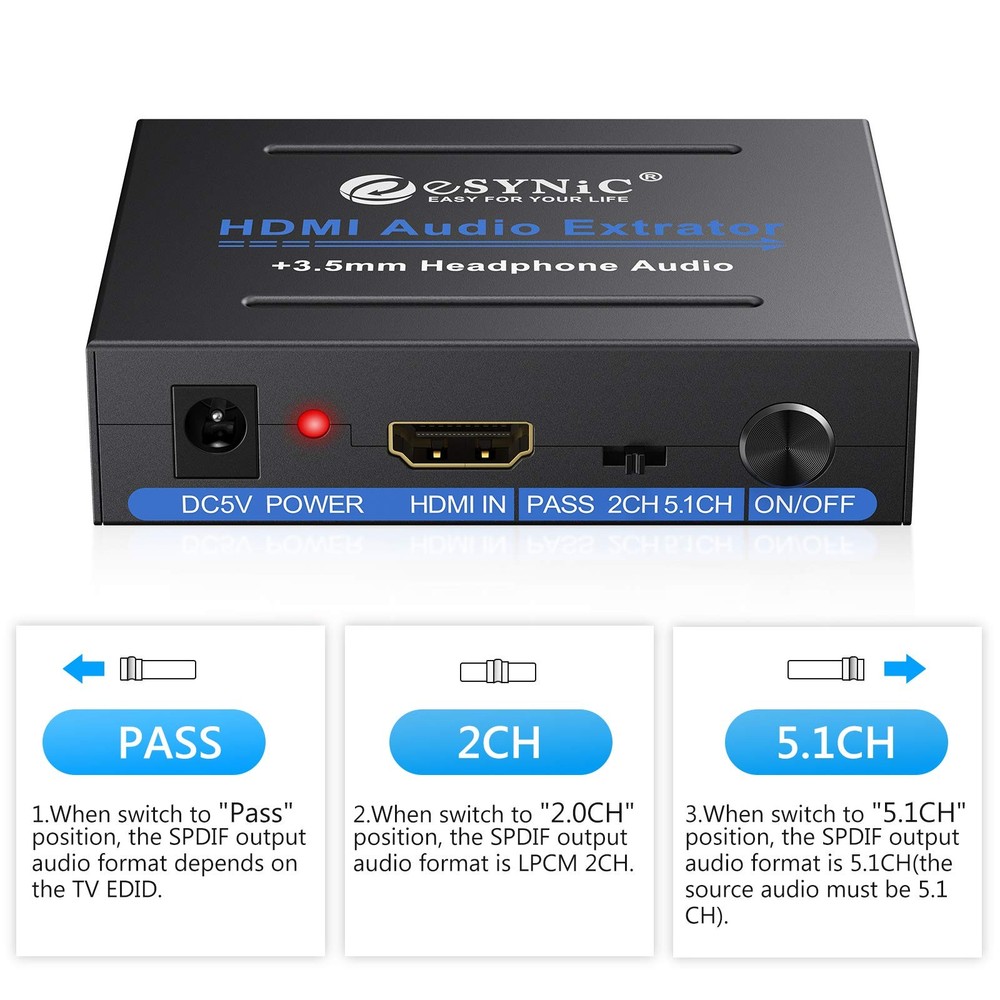 Hdmi Audio Extractor,esynic Professionalextractor 4K Hdmi Optical Adap