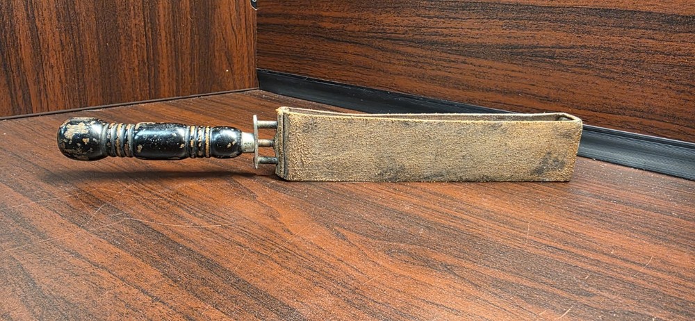 Antique Leather Blade Strop Razor Sharpener Wood Handle