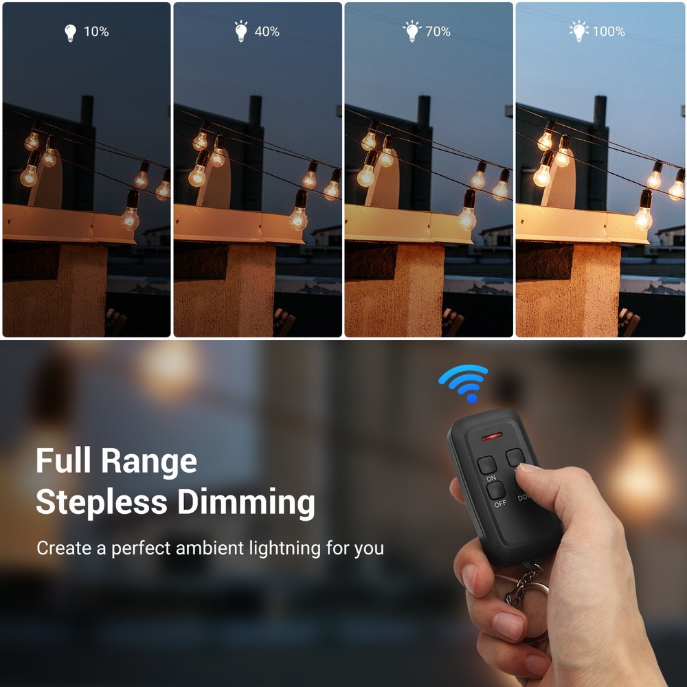 DEWENWILS Outdoor String Light Dimmer Remote Control Weatherproof Dimmable LED