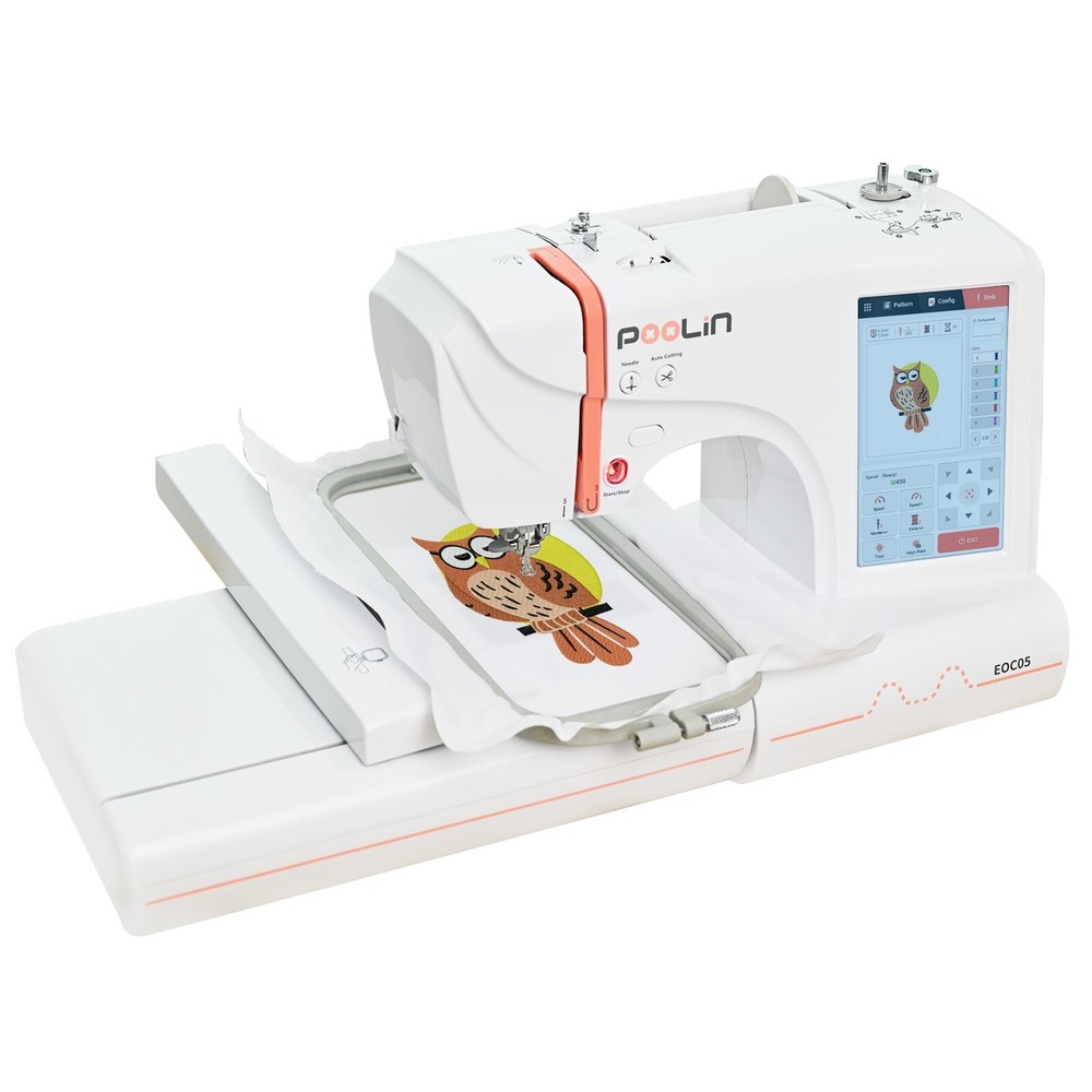 Poolin EOC05 4 x 9.2" Computerized Embroidery Machine 7'' Large LCD Touch Screen