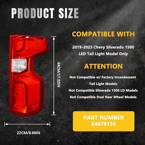 LED Tail Light Rear Lamp Assembly Replacement for 2019 Right Passenger Side