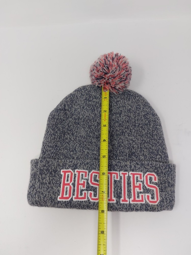 Besties Cuffed Knit Beanie Hat Cap Pom
