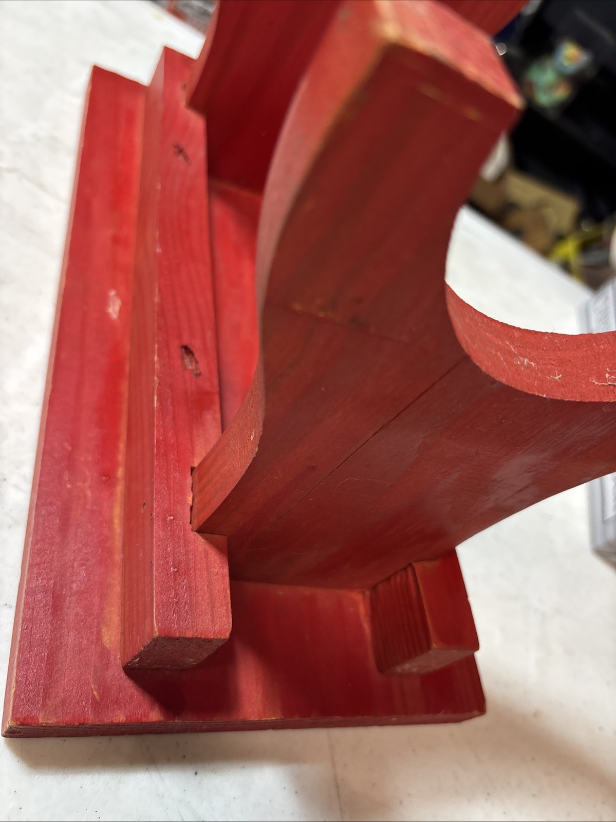 WOODEN 11.5” Plant Stand, Garden Bench, Footstool, Kitchen, Bath, Red Painted