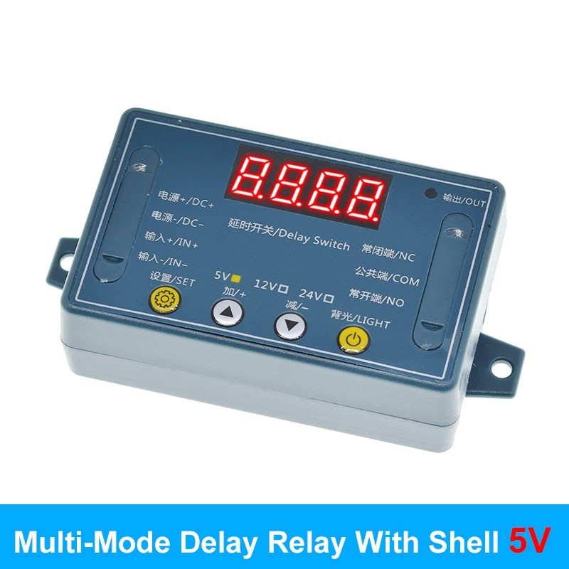 2pcs DC 5V 10A Adjustable Time Delay Relay Module LED Digital Timer Switch Case