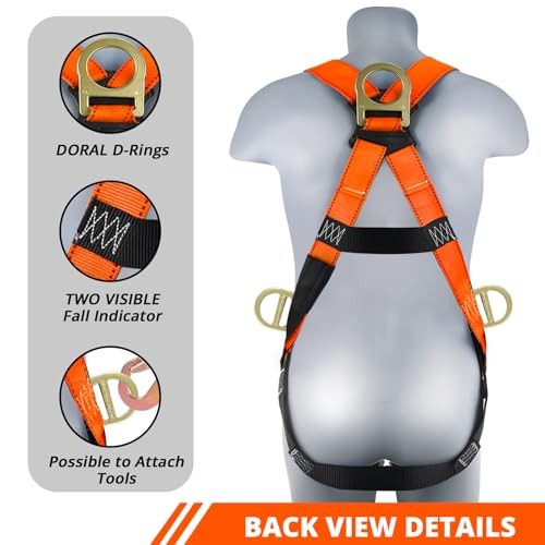 TRSMIMA Safety Harness Fall Protection - Men Construction ‎31" - 56", Orange