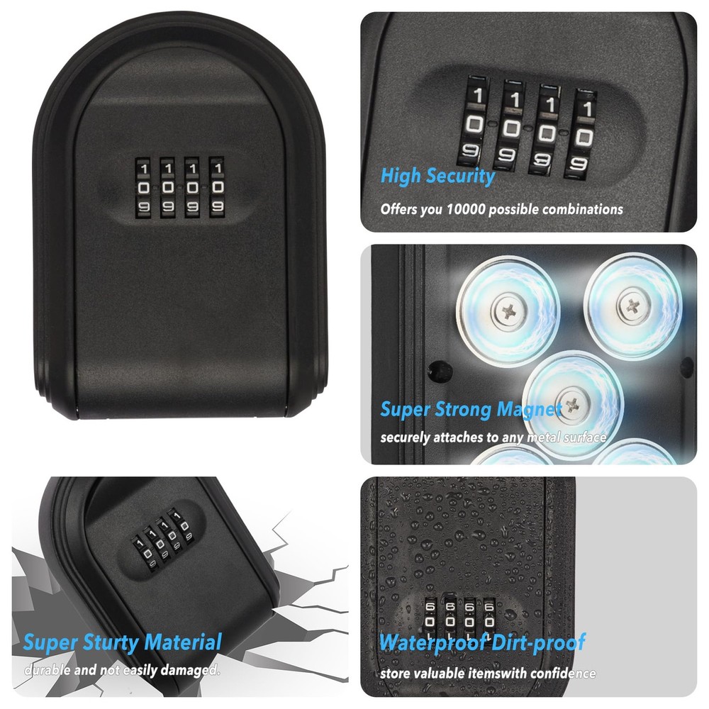 Magnetic Key Box for Under Car, Hide a Key Outside with Combination Lock Box,...