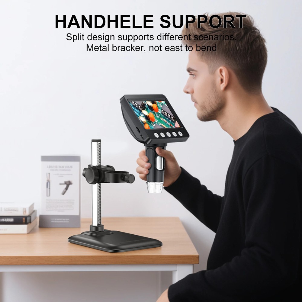 4.3'' Digital Microscope 1600X Magnification Electronic Welding Microscope 1080P