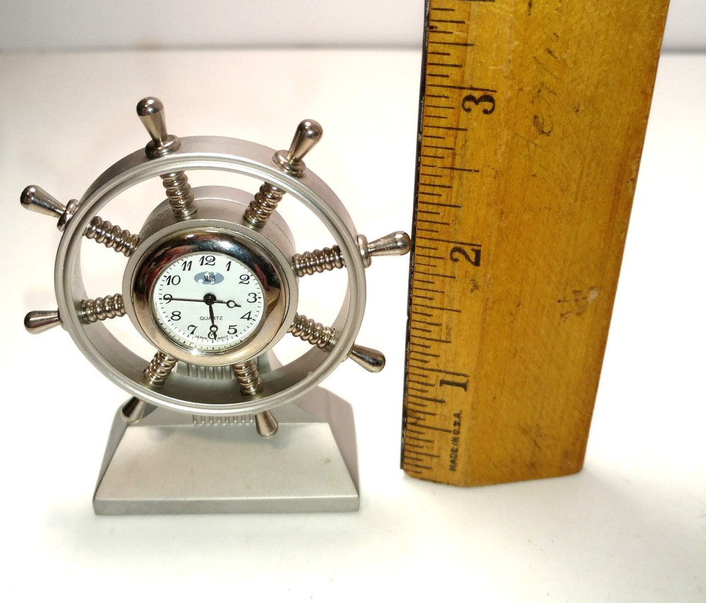 Sanis SHIP WHEEL Silver Desk Clock Gift