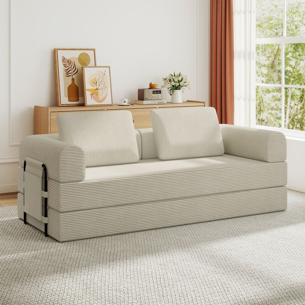 Modern Compression Sofa Folding Sleeper Sofa Bed Floor Couch with Sturdy Frame
