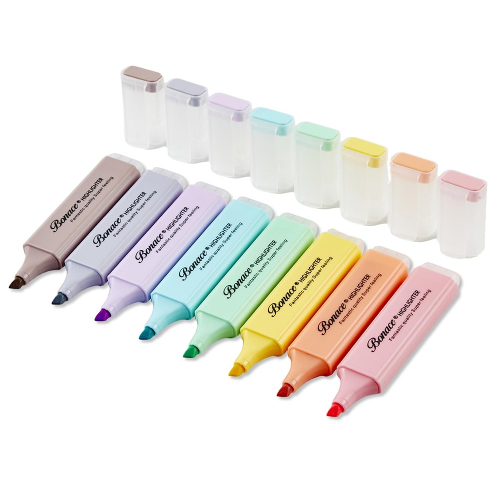 Pastel Highlighters,Chisel Tip Marker Pen,8 Assorted Macaron Colors Highlight...
