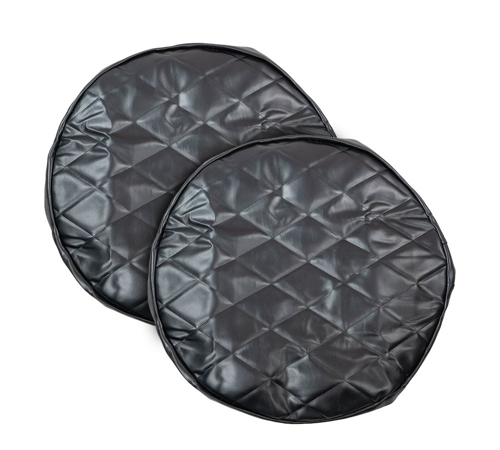 26" Black Quilted Fuel Tank End Covers w/ 9" Elastic Sleeve - 1 Pair