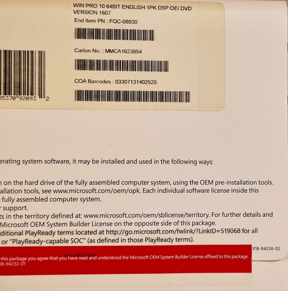 MICROSOFT WINDOWS PRO 10 32/64 BIT -- 2 UNOPENED/UNUSED COPIES