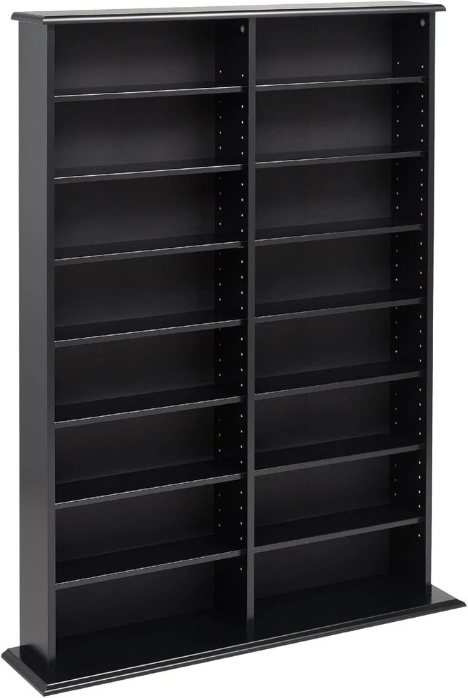 Elegant Double Width Display Cabinet with Adjustable Shelving for Media Storage