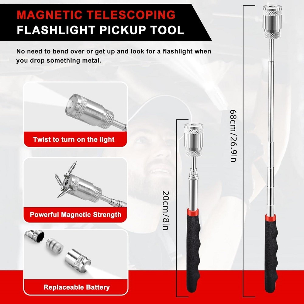 11Pc Precision Pick & Hook Set with Scraper and Magnetic Telescoping Tool Kit