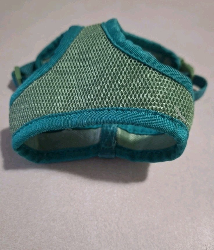 Mesh Cat Harness Adjustable For Cats Blue/Green XS-S Neck 8-12", Chest 12-17"