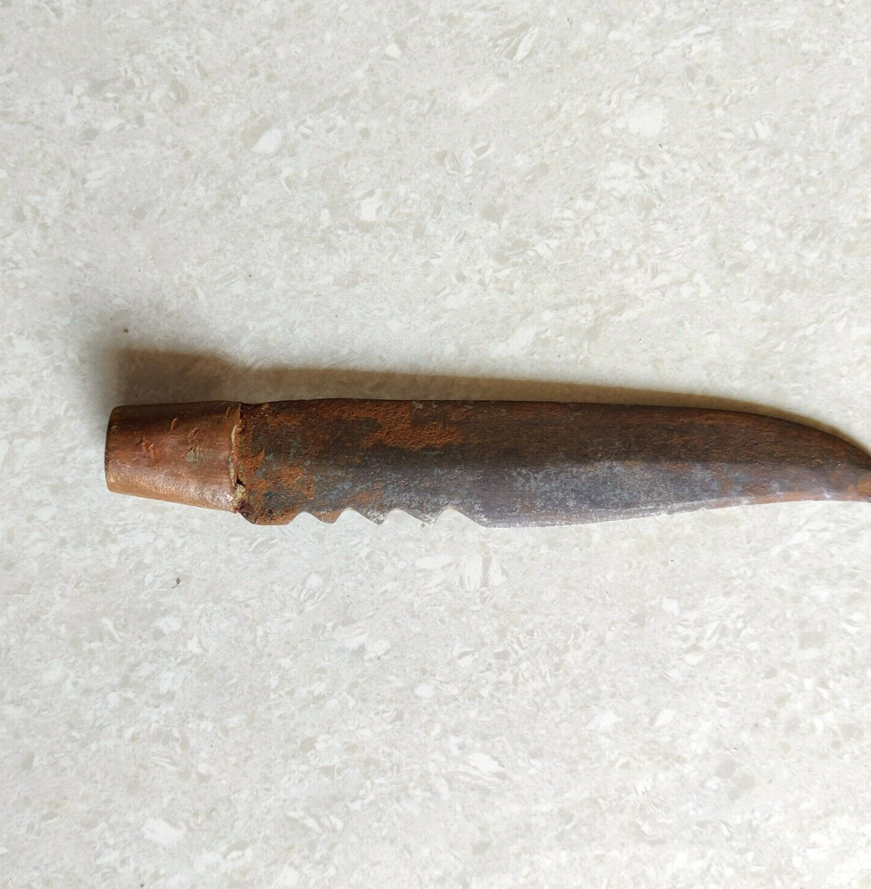 19c Antique Primitive Handmade Iron Blade Copper at End Dagger Khanjar DG94