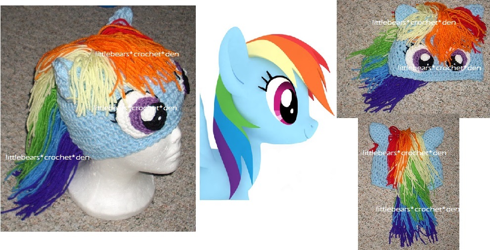 CUSTOM Boutique CROCHETED MY LITTLE PONY RAINBOW DASH Hat Beanie