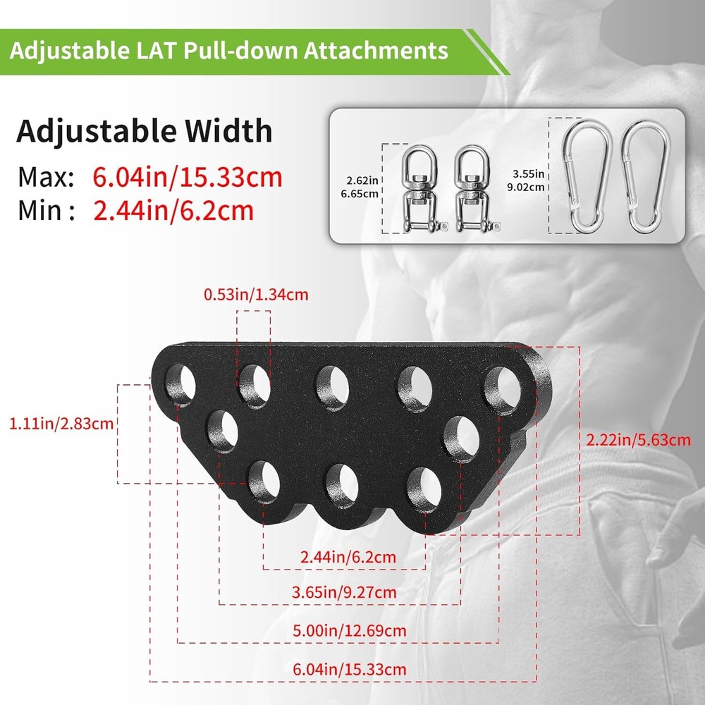 Adjustable Multi-Grip LAT Pull Down Bar with 360° Rotation, Powder-Coated Finish