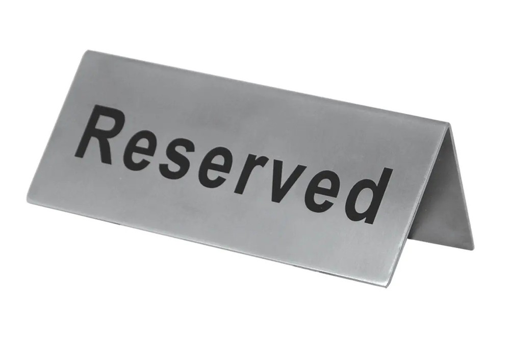 Winco RVS-4 Stainless Restaurant Table Reserved Sign