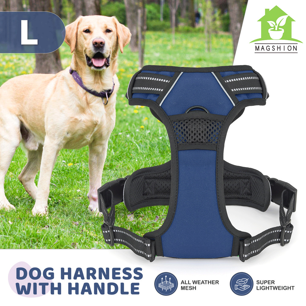 Soft & Comfortable No Pull Reflective Dog Pet Harness Adjustable w/Padded Handle