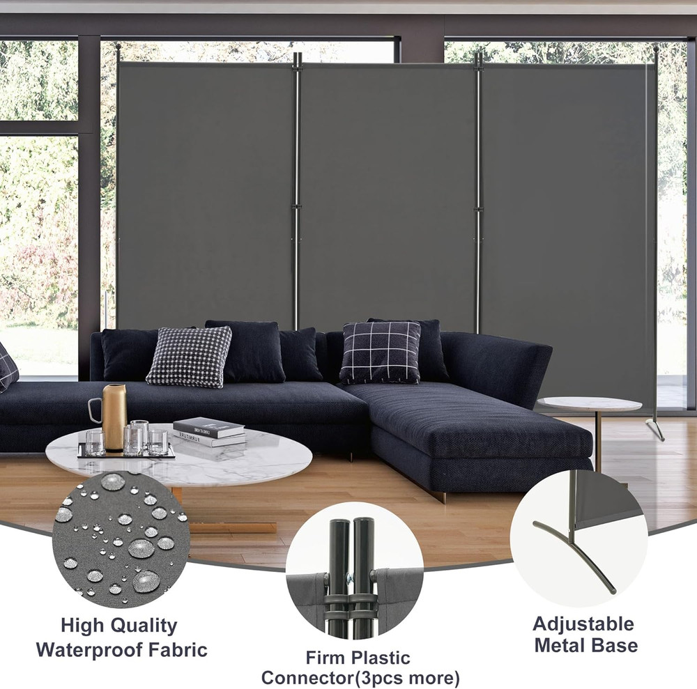 Room Divider, 3 Panel Folding Partition Privacy Screens, Freestanding Fabric Roo