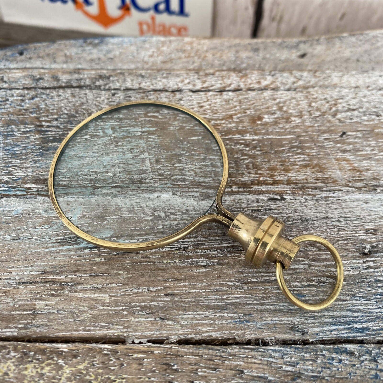 Brass Magnifying Glass - Round Magnifier, Necklace Monocle Pendant, Page Reading