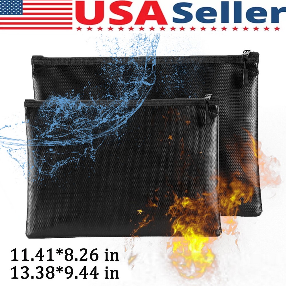 1/2PACK 2000℉ Fire Proof money Bag Fireproof Document Pouch Waterproof Safe Cash