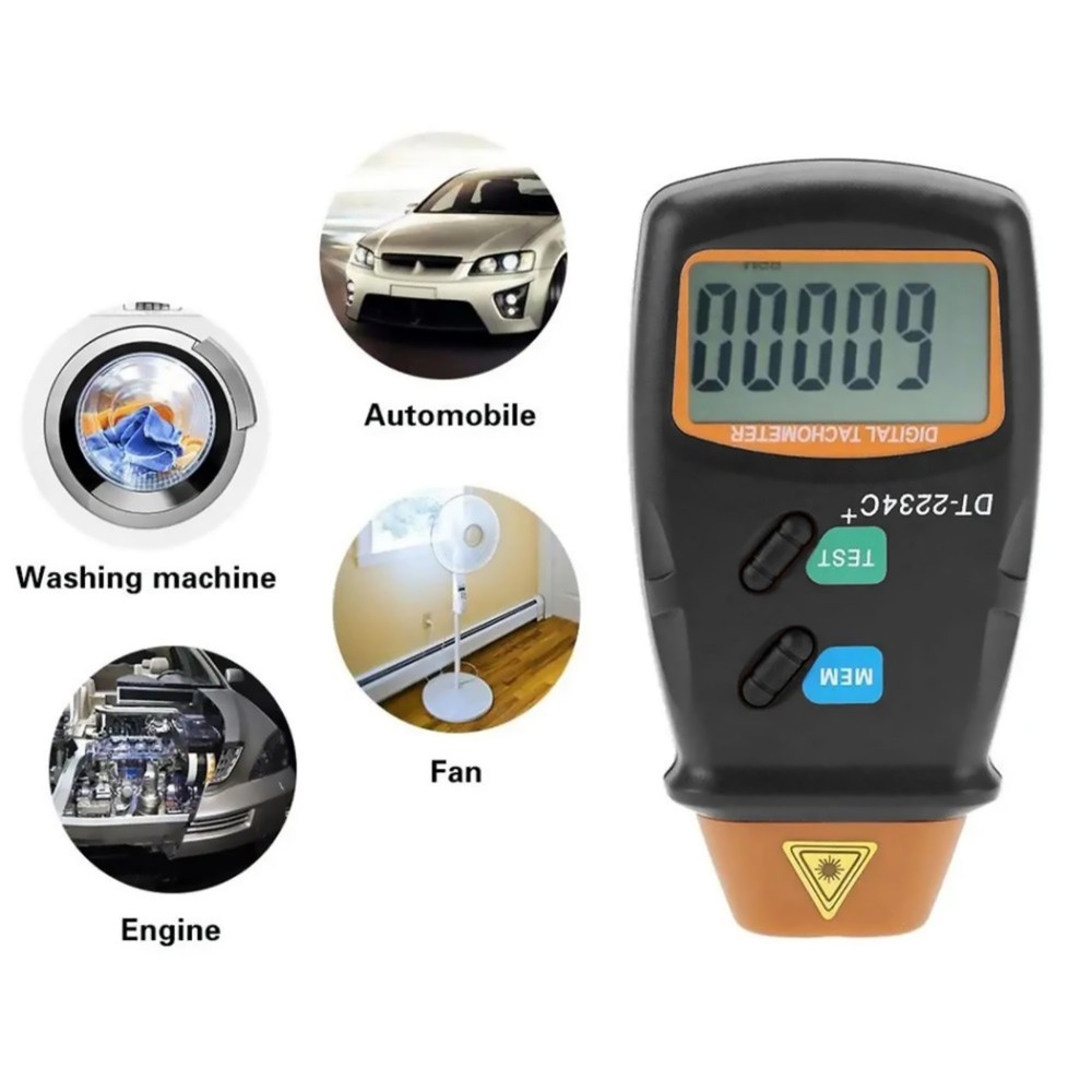 Non Contact Tachometer Digital for Motor RPM with Memory Function LCD Screen