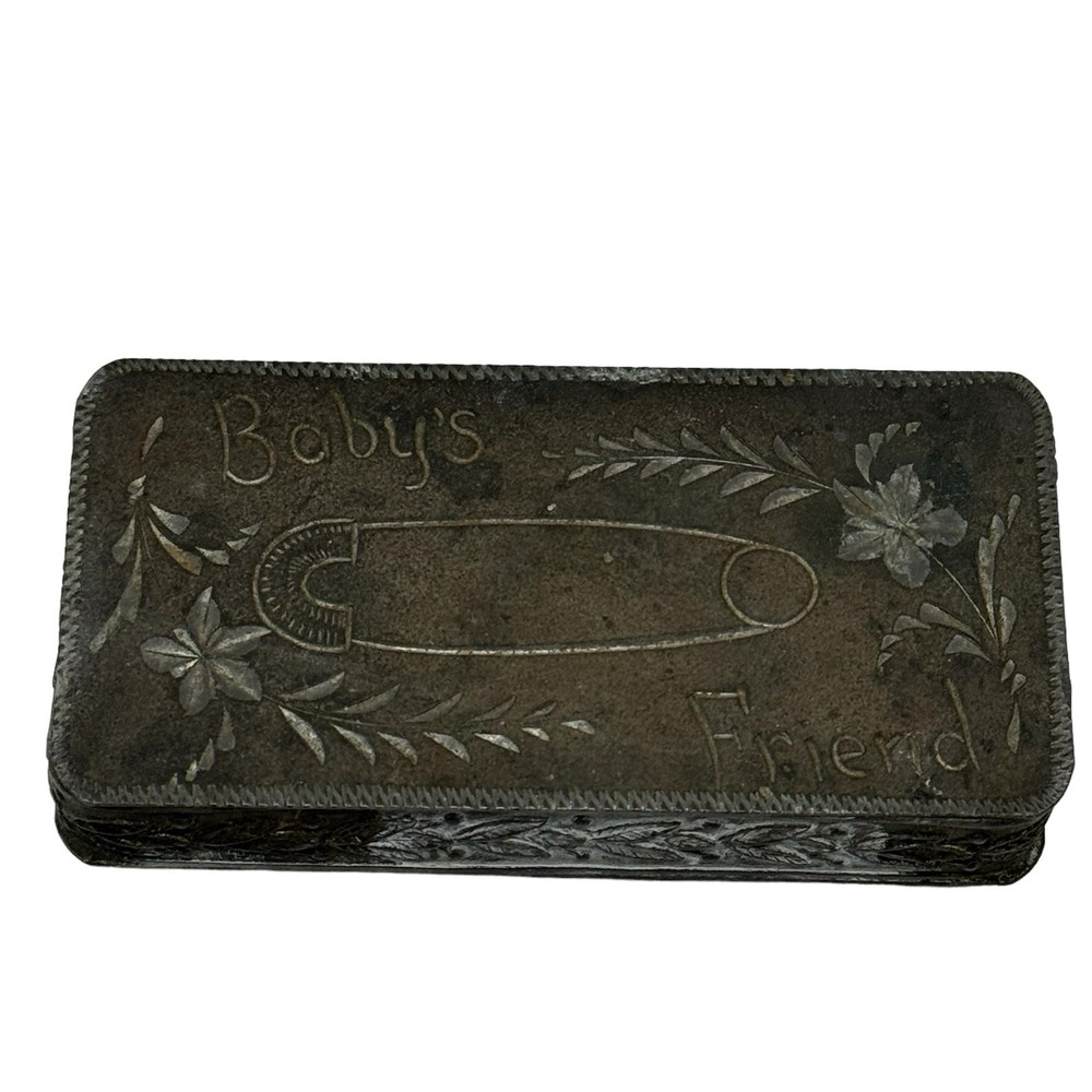 Vintage Baby's Friend Pin Up Box Silver Plate Trinket Box