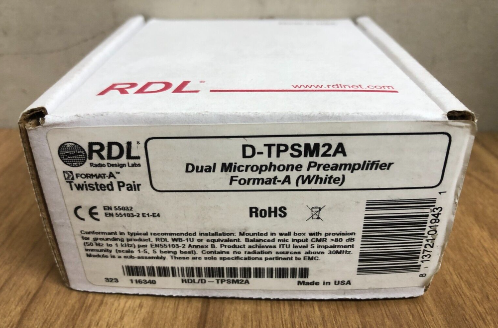 RDL D-TPSM2A Active 2-Pair Extender (Tx) Dual Mic Preamplifier/Format-A