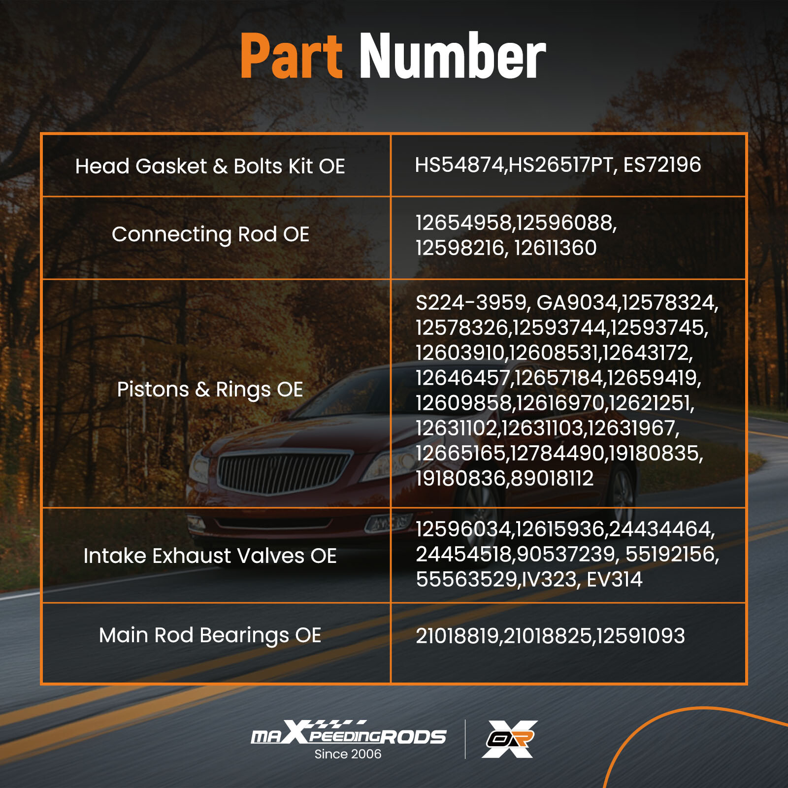 Engine Rebuild Overhaul Connecting Rod, Pistons Kit For Chevrolet Equinox 2.4L