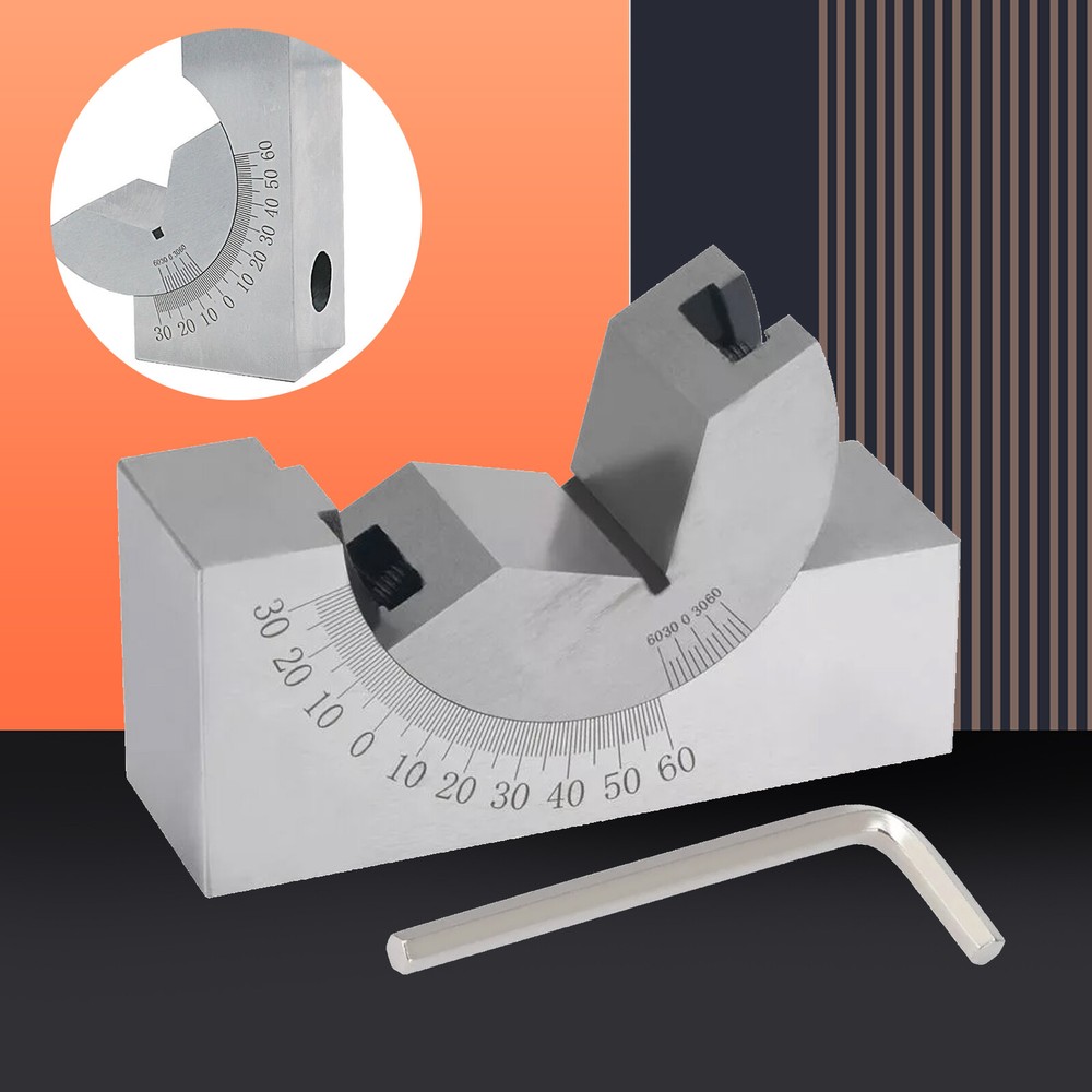 Adjustable Angle V Block 0 to 60° Precision Gauge Micro Milling Setup & Wrench