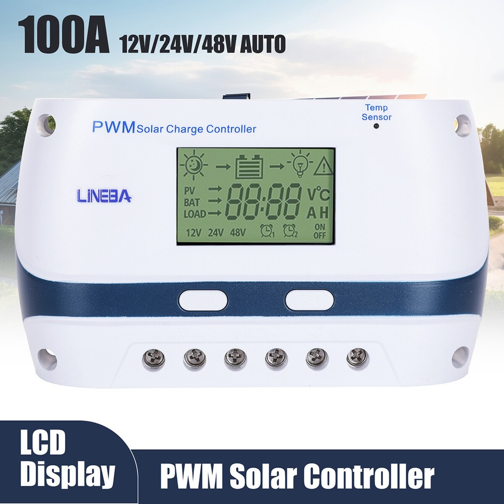 100A PWM Solar Panel Regulator Charge Controller Auto Focus Tracking 12V/24V/24V