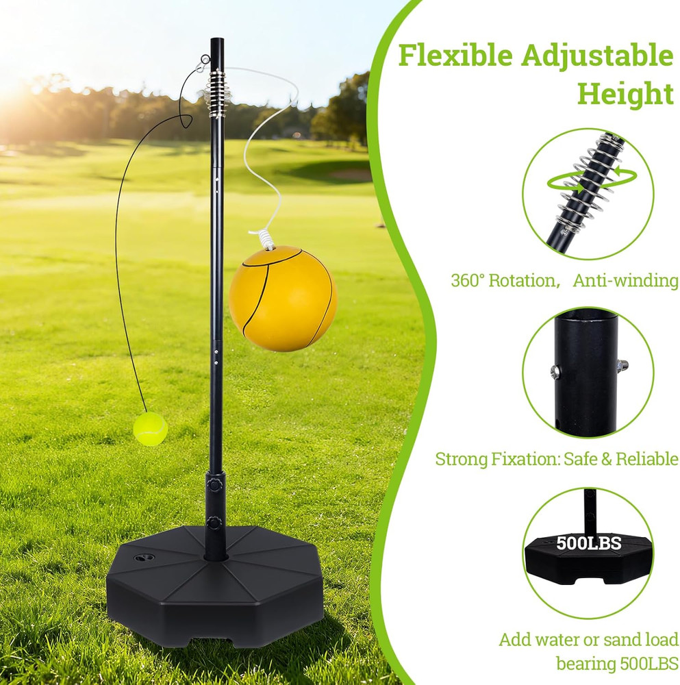 Tetherball Tennis&Tetherball Set with Sturdy Base,Tetherball Equipment with Pole