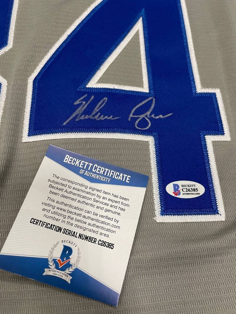 Grey Jersey MLB Nolan Ryan Signed Autographed #34 BAS COA