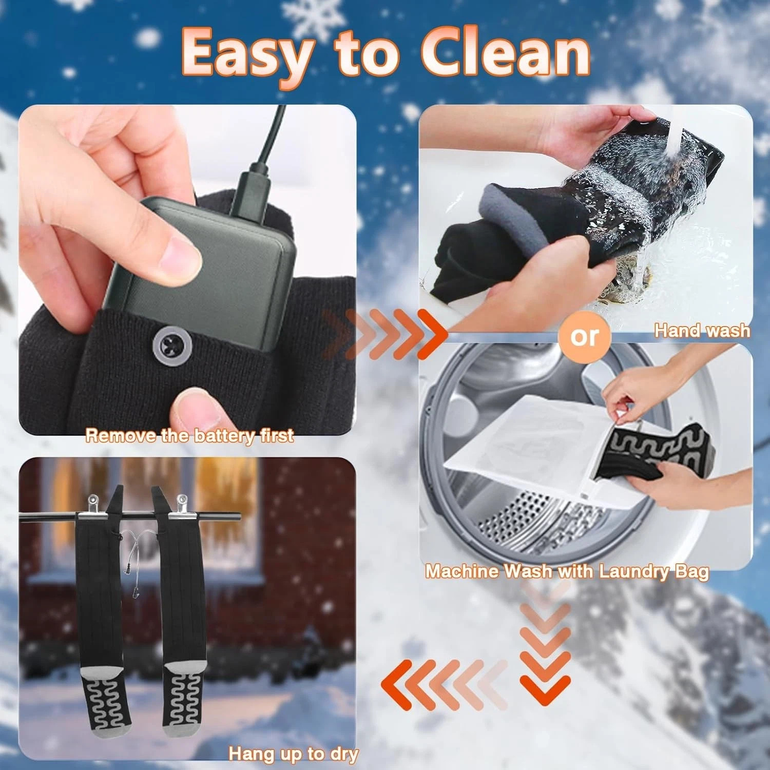 6000mAh Electric Heated Socks Foot Winter Warm Hunting Sock Rechargeable Black L