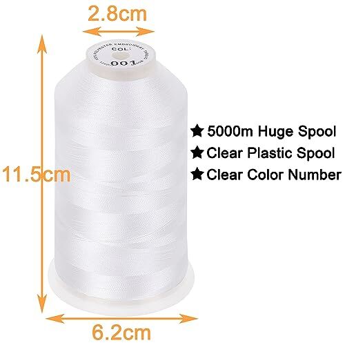 2 Pack Polyester Huge Spools Threads for Embroidery Machines Sewing