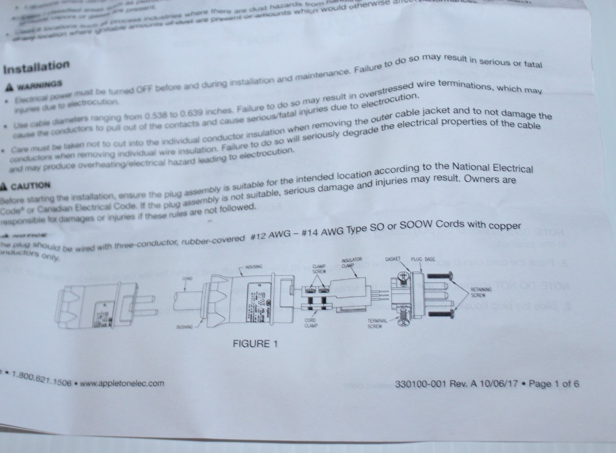 ⭐NEW IN BOX⭐ APPLETON ECP2023 20-Amp Hazardous Location Plug 20A 125Vac 2P 3W