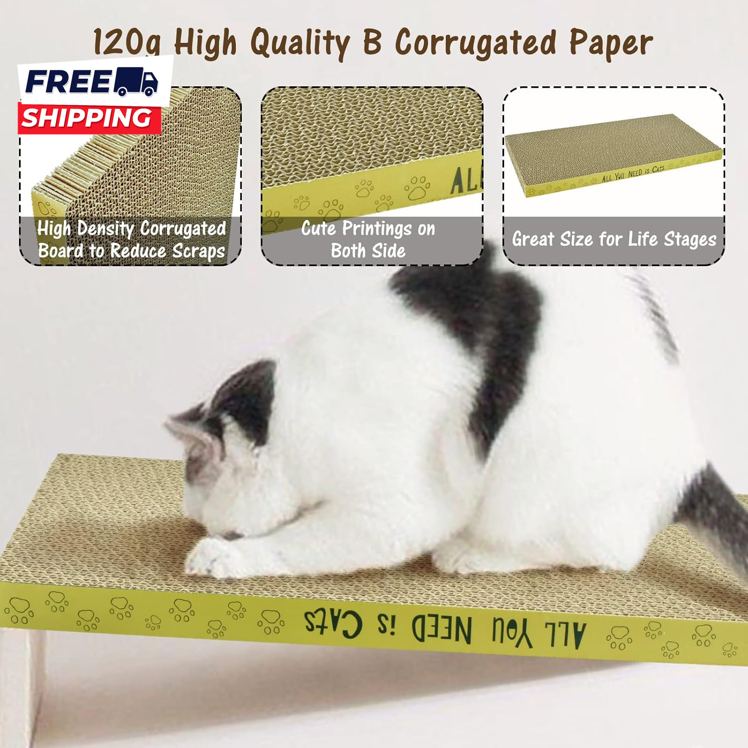 3 Pack Cardboard Cat Scratcher Pads Cat Scratching Board for Indoor