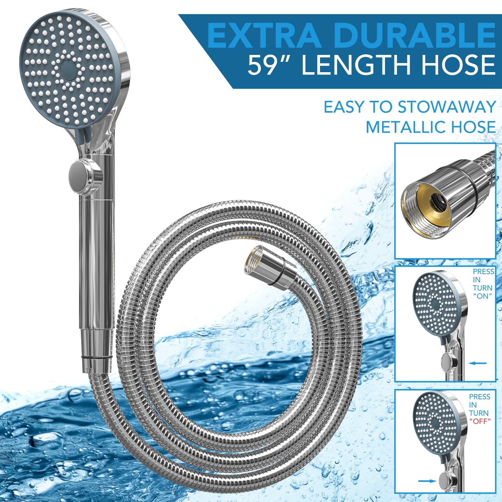 RV Shower Head with Hose and On Off Switch Camper Water Saving and High Pressure