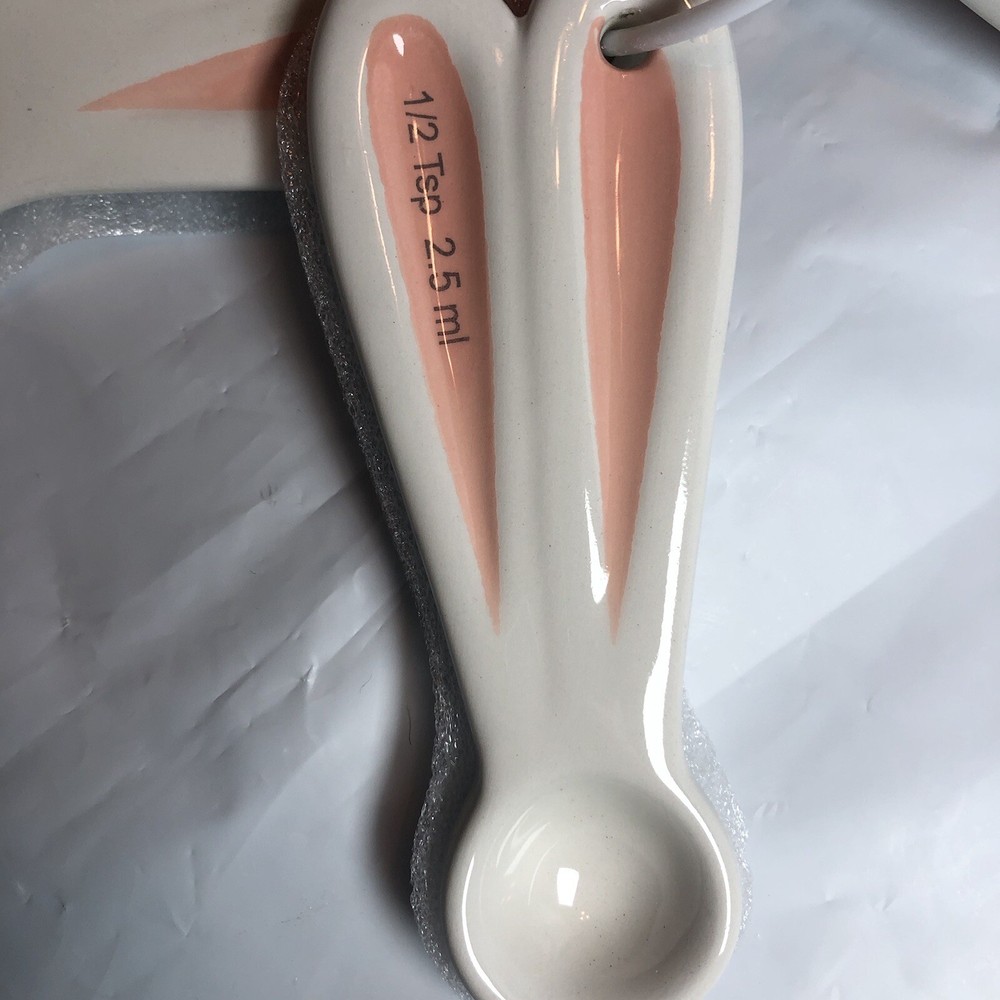 Bullseye Playground Easter Bunny Rabbit Ceramic Cake Stand & Measuring Spoons