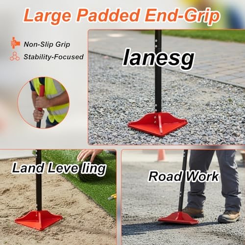 8" x 8" Steel Tamper Tool, 48" Long Handle Heavy Duty Hand Compactor for Soil,