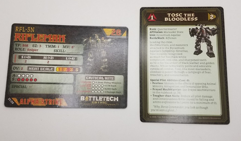 Battletech Gothic - Rifleman *Mech & Cards*