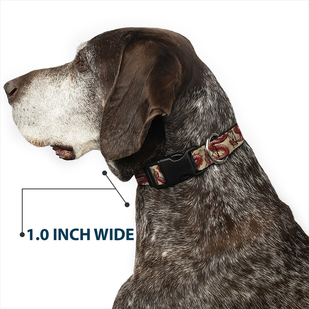 Plastic Clip Collar Dragons Tan Medium 11-16.5"