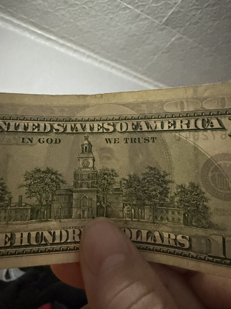 1996 $100 Dollar Bill Off-Center Misaligned Error
